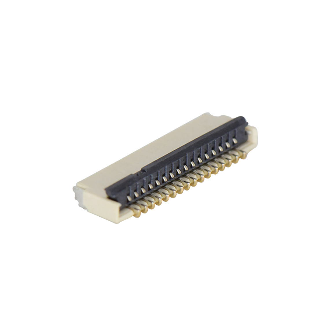 F0501 FPC FFC连接器Pitch 0.50mm 90°H1.00mm 卧贴双面接后掀盖 SMT型FPC 16Pin本色 镀半金接触点及焊接脚点1u，镍底35-60u.